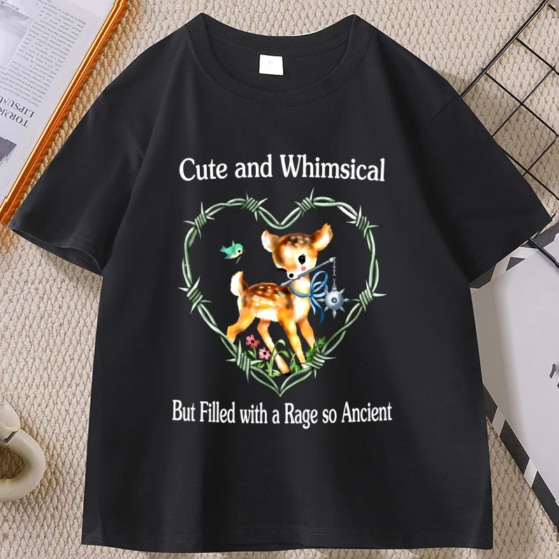 

Cute and Whimsical Deer T-shirt Cotton Short Sleeve Tshirt Summer Roun Dneck Base T Shirt for Men Women Comfortable Clothing