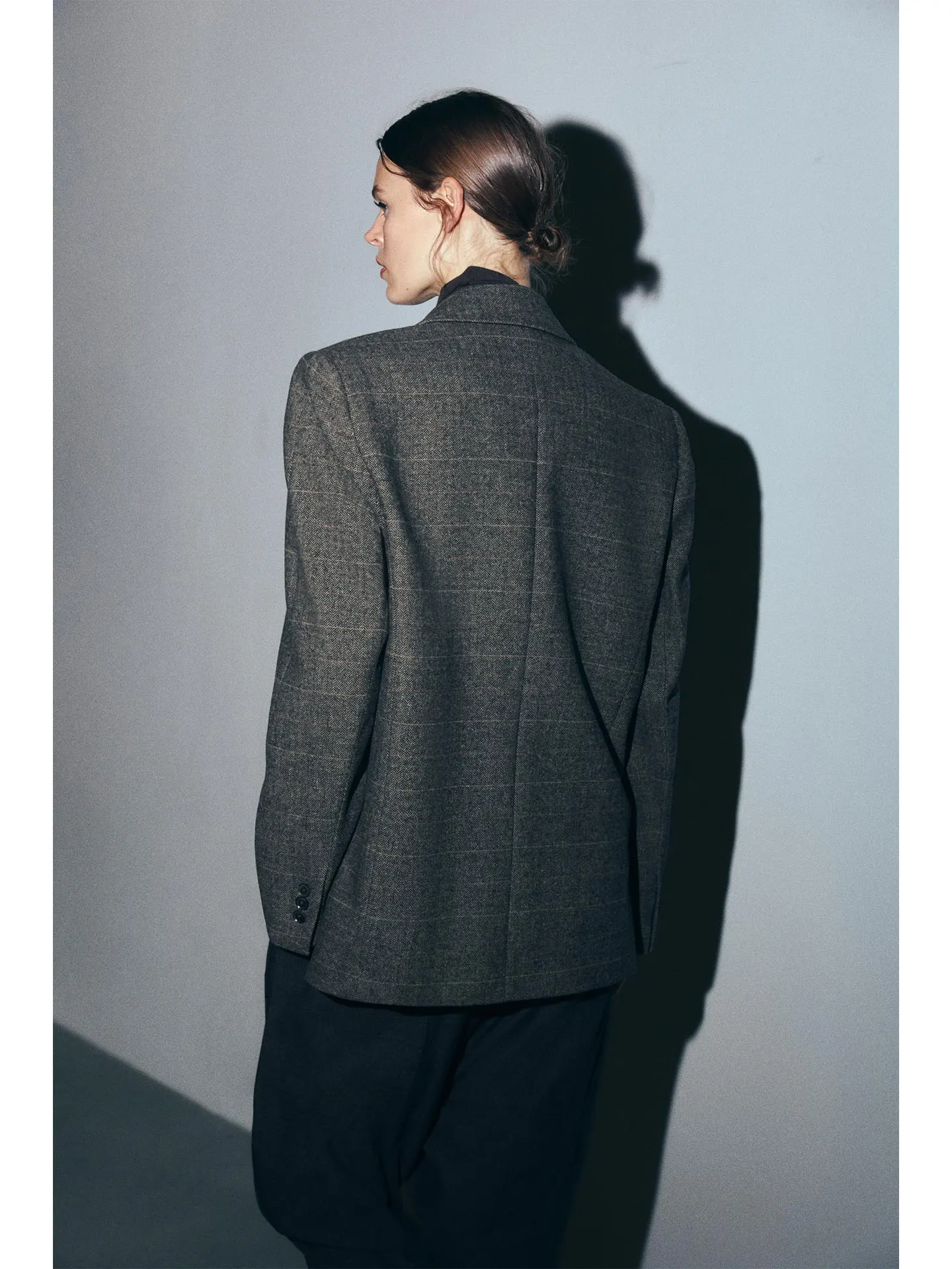 Primavera 2026 feminino casual solto xadrez terno jaet oversized clássico sle longo sve botão acima faionable high-end sentimento