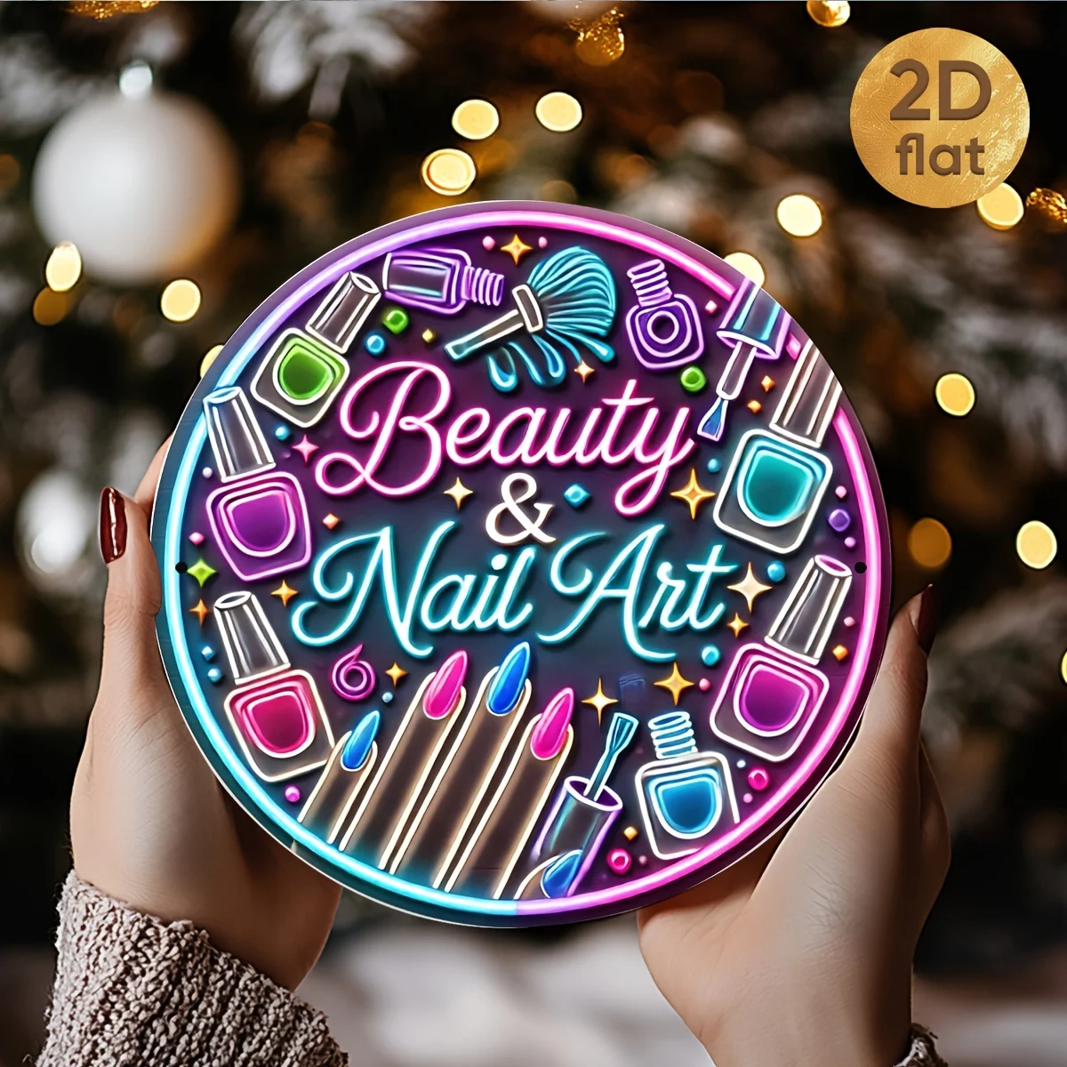 CIFBUY Retro Neon Beauty Salon Sign Aluminum Wall Art Waterproof Fade Resistant Metal Decor for Home Bar Cafe Living Room