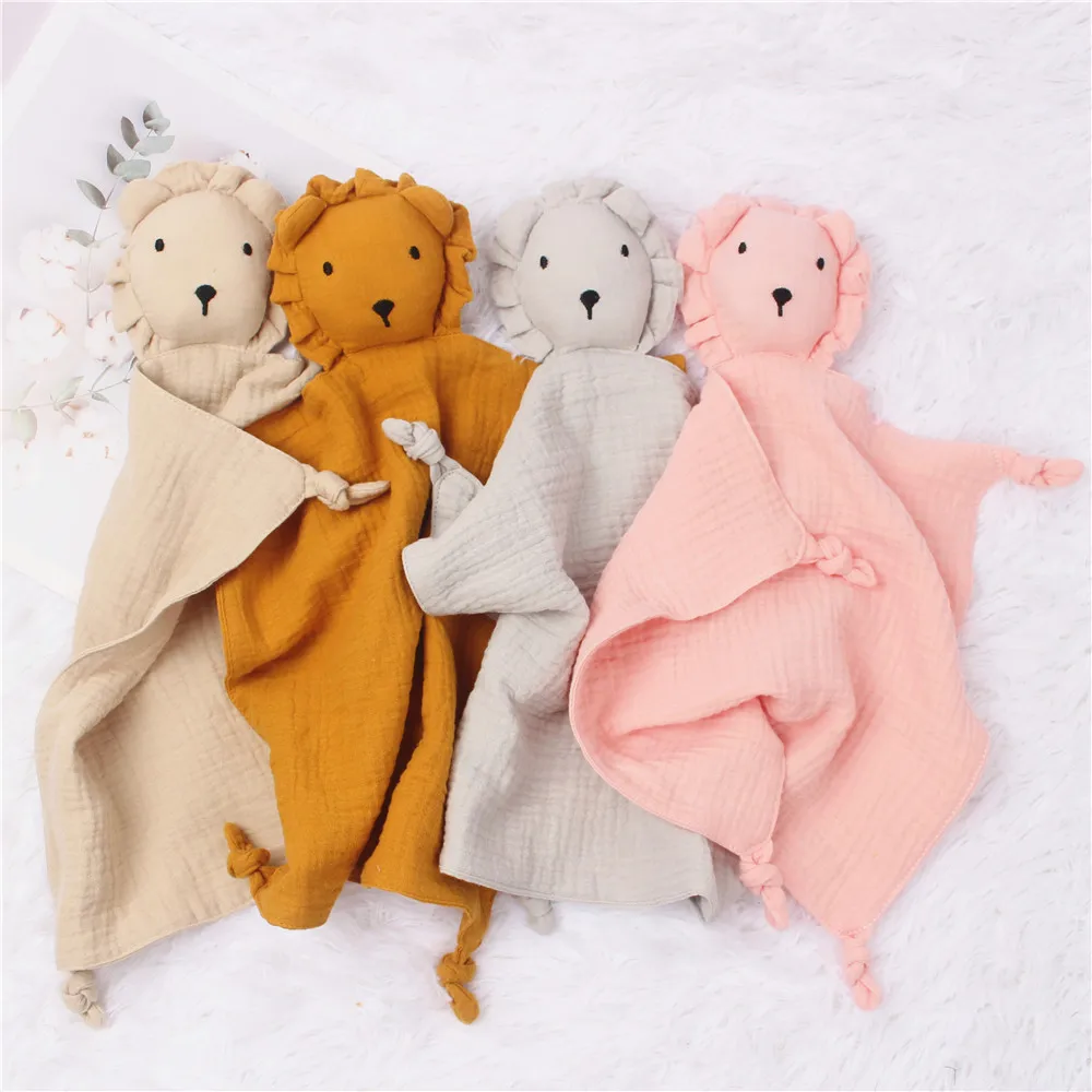 Baby Cotton Gauze Comforter Blanket Baby Soft  Sleeping Cute Lion Comforter Handkerchief Comforter Toys