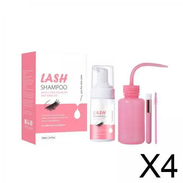 Shampoing pour cils, nettoyant pour Salon professionnel, cils naturels, usage domestique, 4 pièces