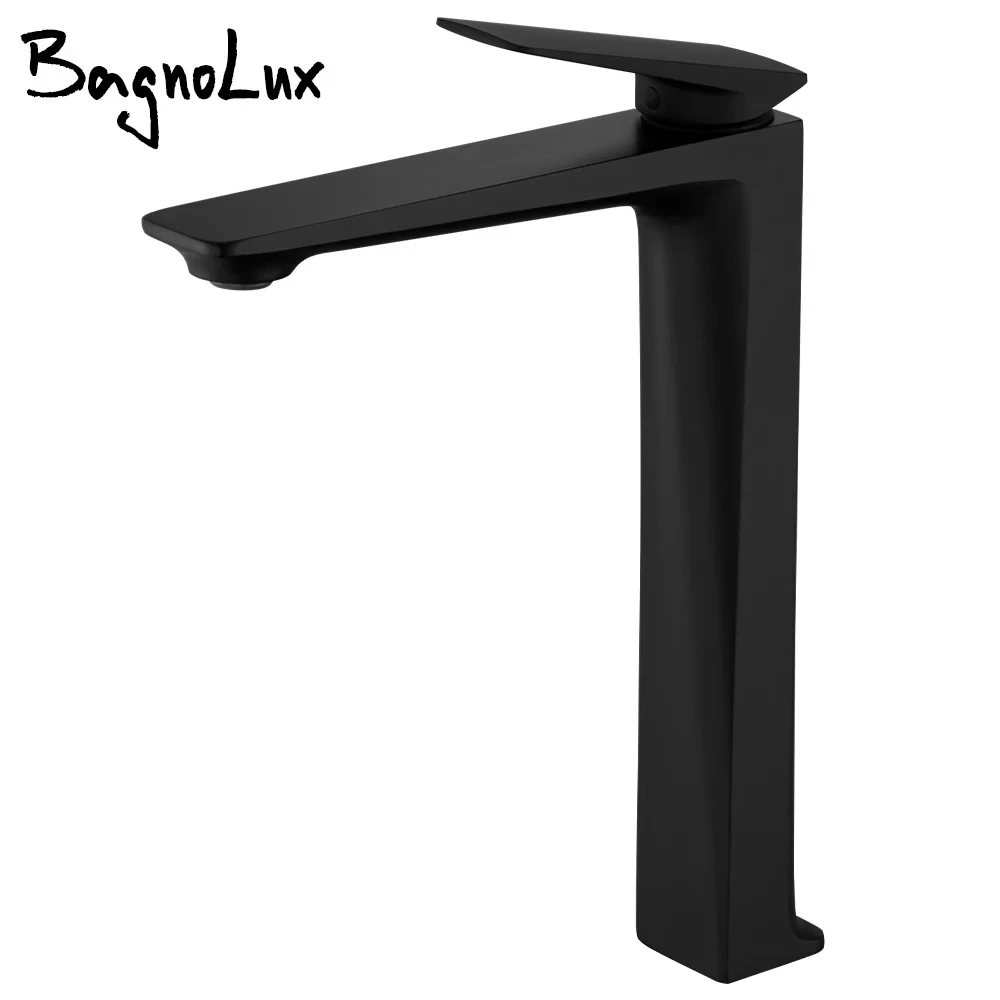 

Bagnolux Matt Black Brass Casting Deck Mounted Bathroom Above Counter Basin Faucet Single Handle Mixer Hot And Cold Water Taps