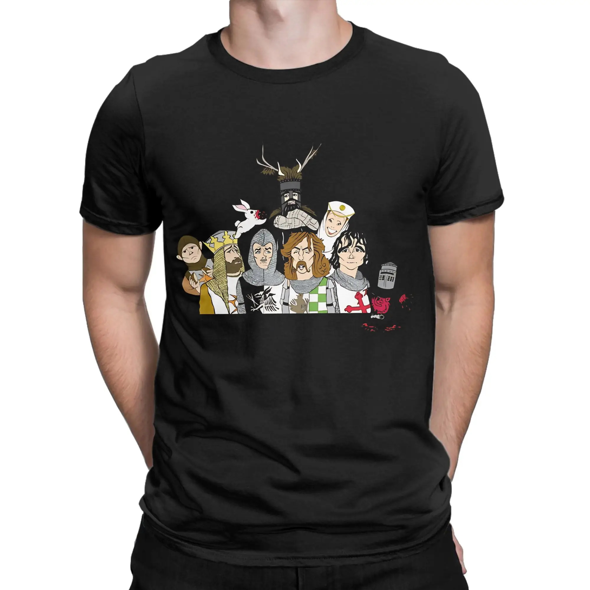 MONTY PYTHON AND THE HOLY GRAIL FAN ART Funny 100% Cotton T-Shirt Monty Python and the Holy Grail Tops Tees For Men
