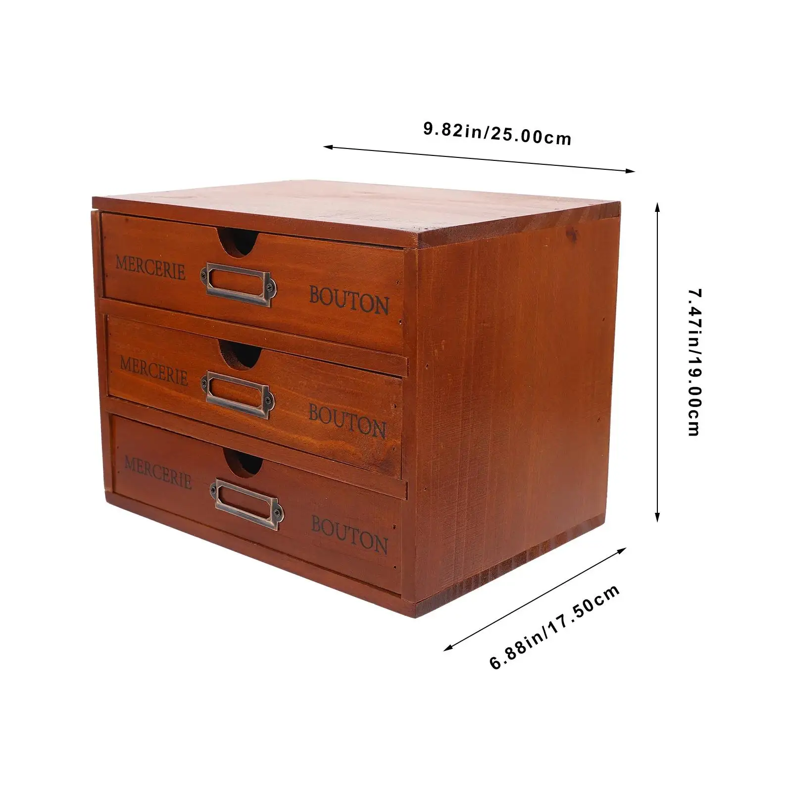 

Drawer Type Desk Organizer 3-Tier Sundries Storage Box Display 25x19x17.5cm For Drawer Wooden Jewelry Stationery Trinket Small