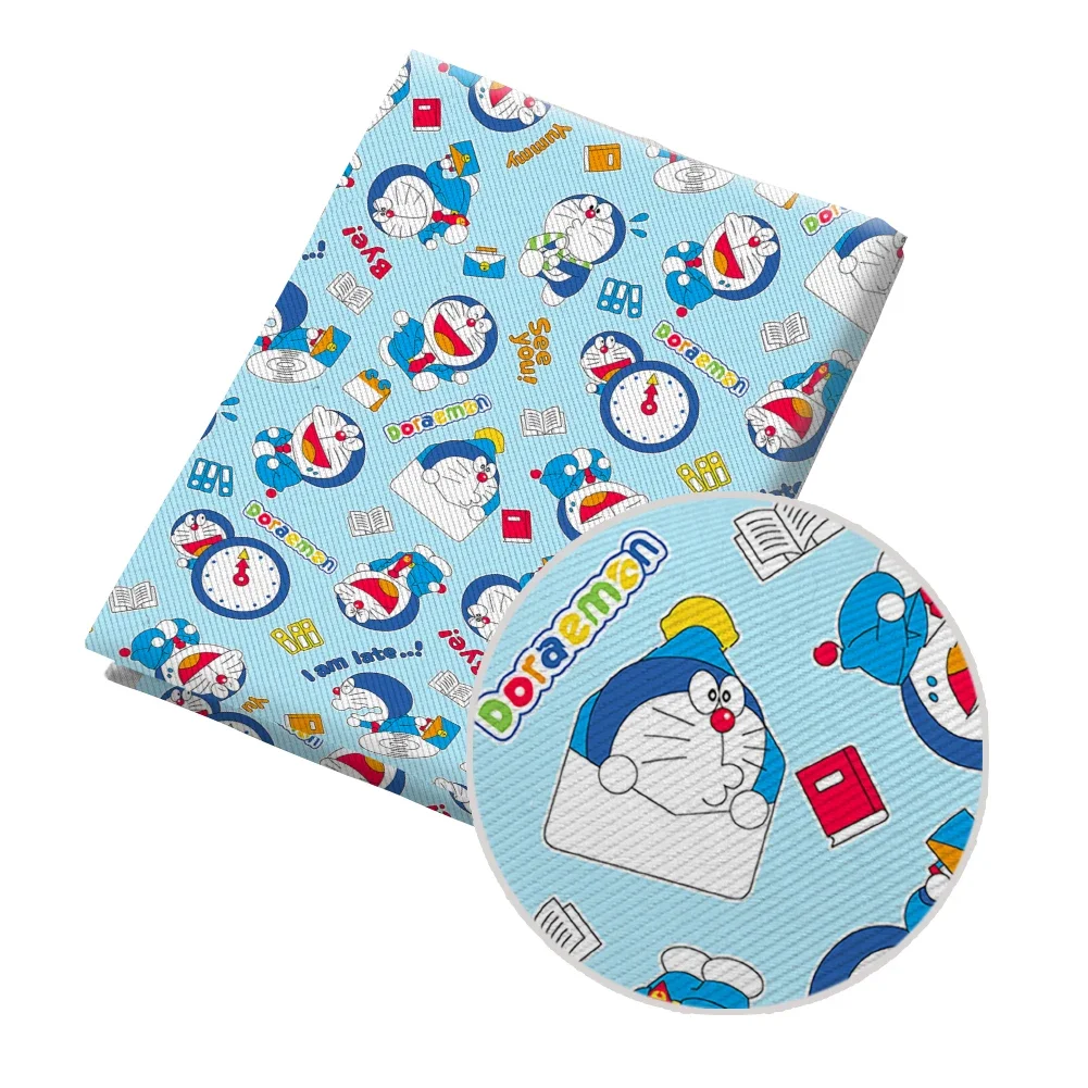 Japanese Cartoon Doraemon Character Pattern Printed Twill Fabric for Patchwork Quilting Fabrics