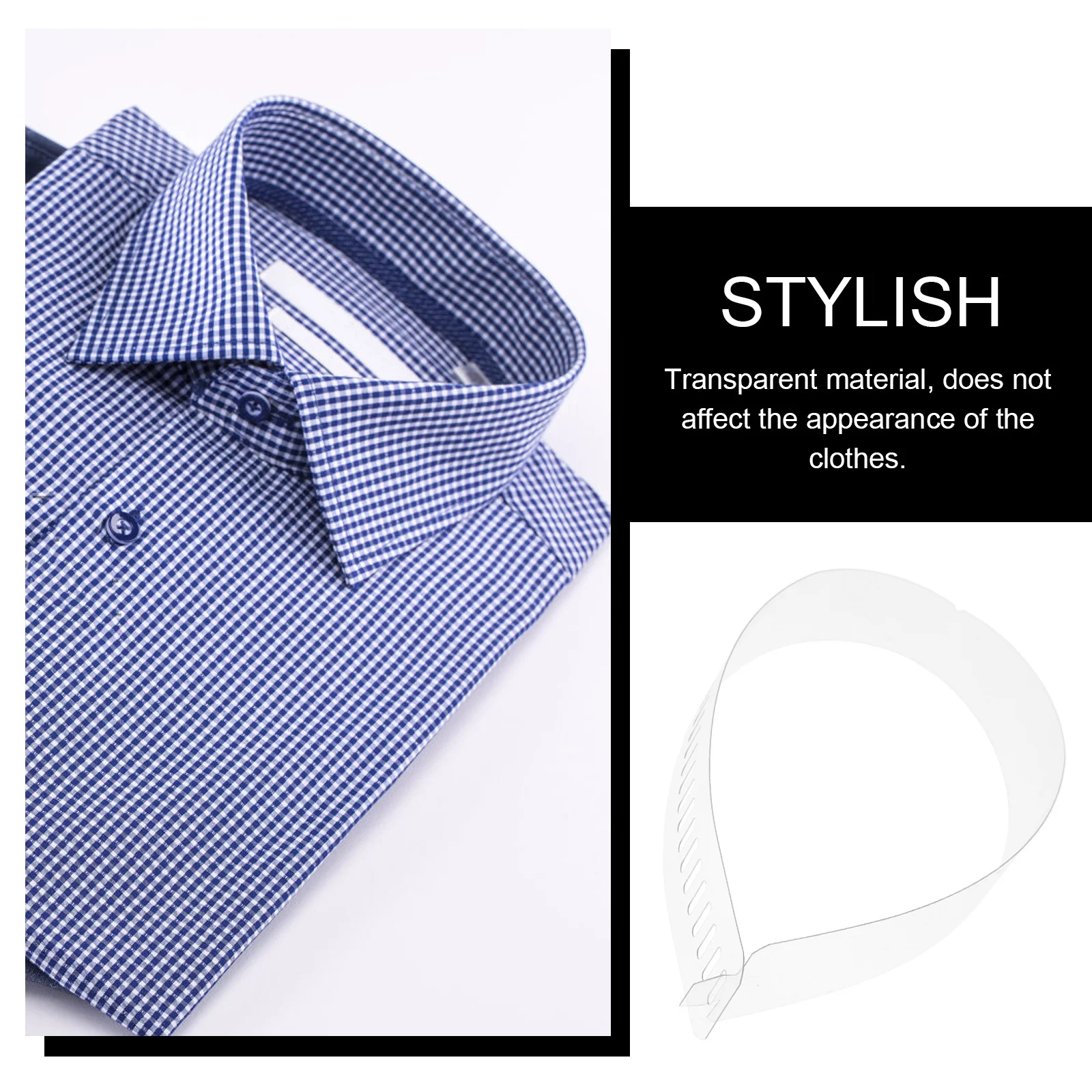 100 Uds. Tiras para cuello de camisa, tiras de fijación de plástico transparente para camisas, suministros de fijación de cuello duraderos ajustables