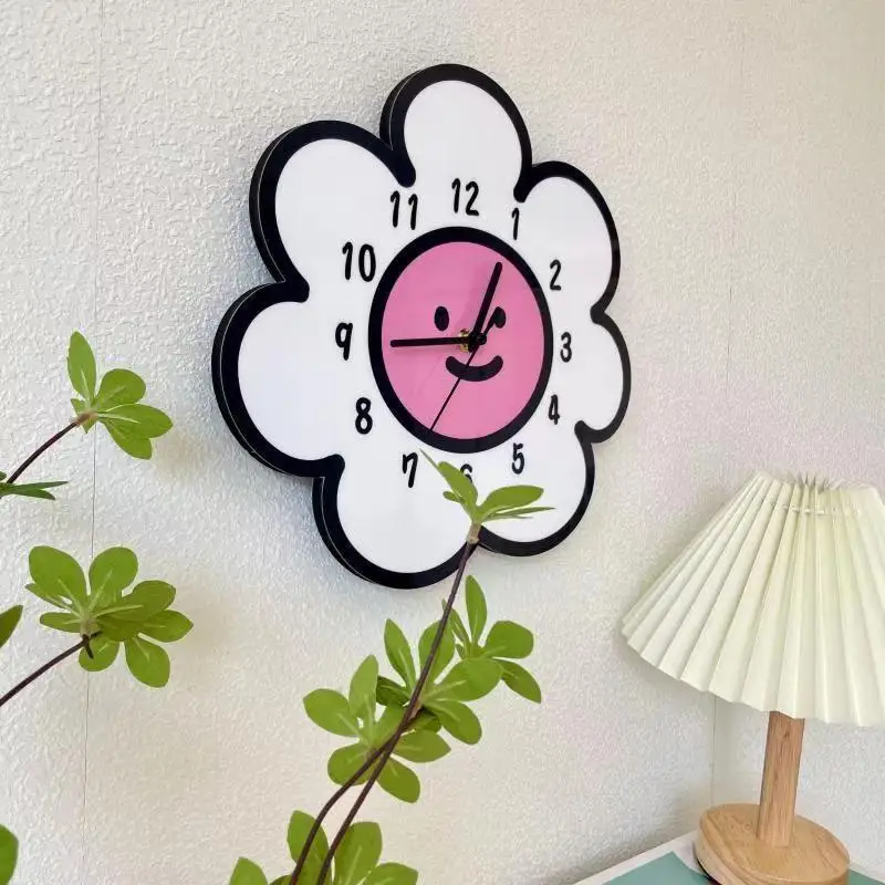 30cm Creative Flower Cartoon Silent Decorative Wall Clock for Living Room and Bedroom- Simple Clock