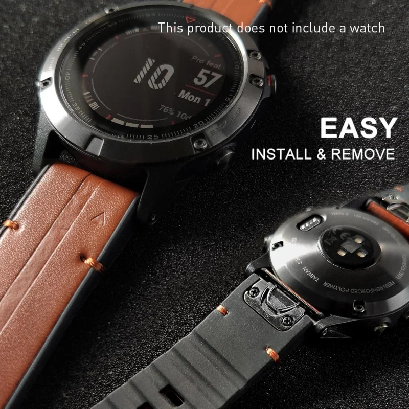 Pasek skórzano-silikonowy QuickFit BUSKOZ 22/26mm do zegarków Garmin Fenix 8 E 7 7X 6 6X Pro 5 Epix Gen 2/Enduro 3/965 — zdjęcie produktu 2