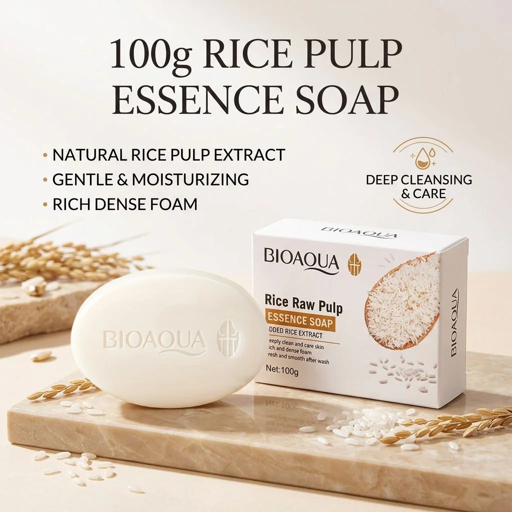 1/2/3Pc Rice Soap Deeply Cleanses and Moisturizes Face Bath Soap Hydrating Essential Oil Handmade Soap 100g