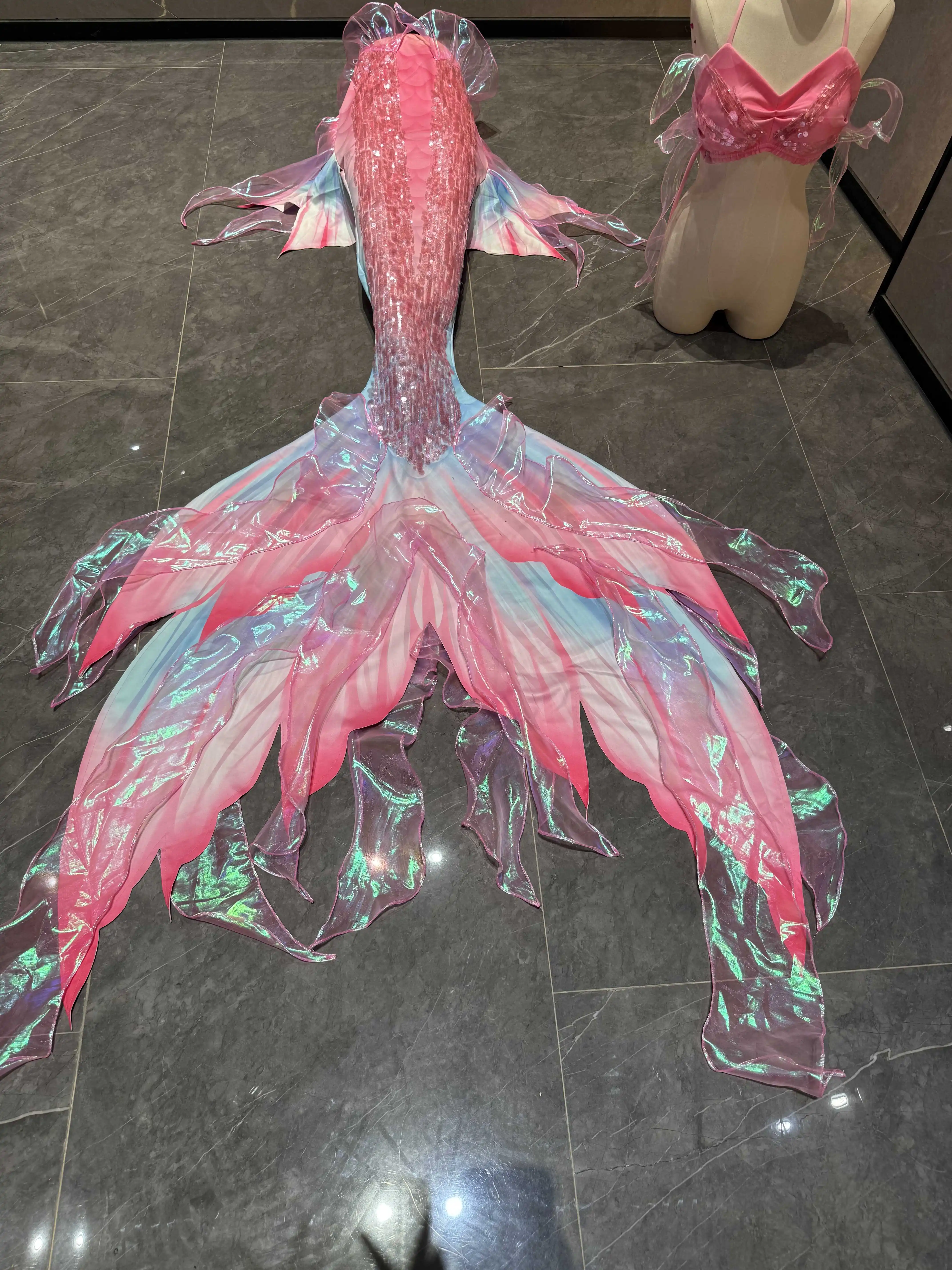 

Hot Selling Floating Yarn Original Mermaid Pink Blue Fish Tail Fish Skin Aquarium Shooting Mermaid Performance Suit Swimsuit