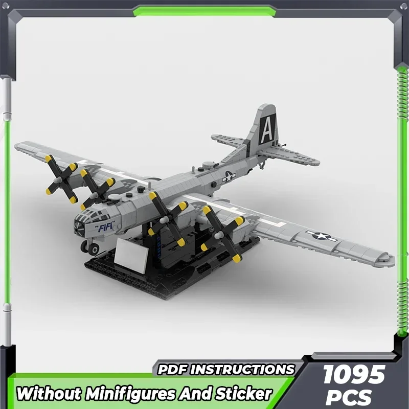 Bloques de construcción Moc, modelo de combate militar 1:72 B-29, tecnología de superfortres, bloques modulares, regalo, juguetes de Navidad, conjunto DIY de montaje