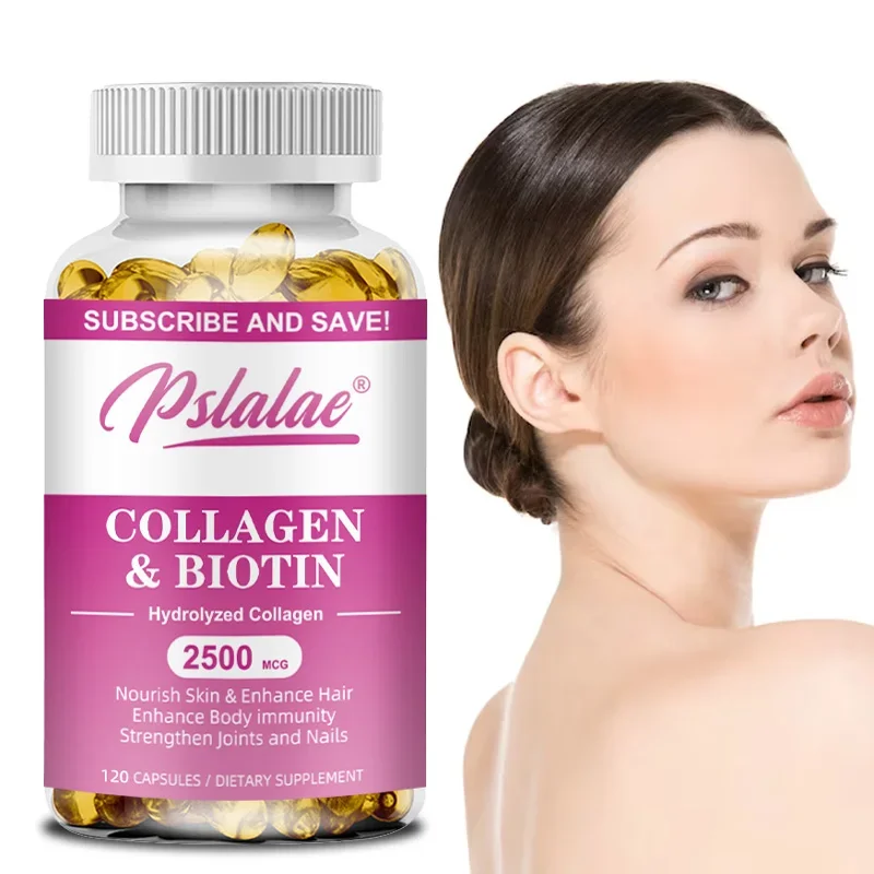 

Collagen & Biotin Capsules - Supports Healthy Hair, Skin and Nails, Reduces Wrinkles, Prevents Hair Loss and Improves Digestion