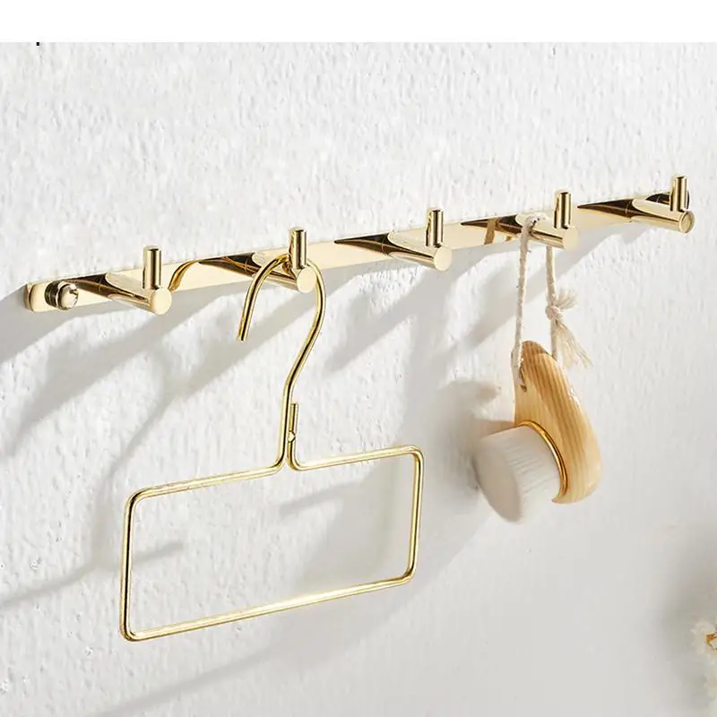 

Need To Punch Towel Hook Solid Brass Kitchen Tableware Storage Holders Restroom Clothing Sundries Up Bathroom Organizer