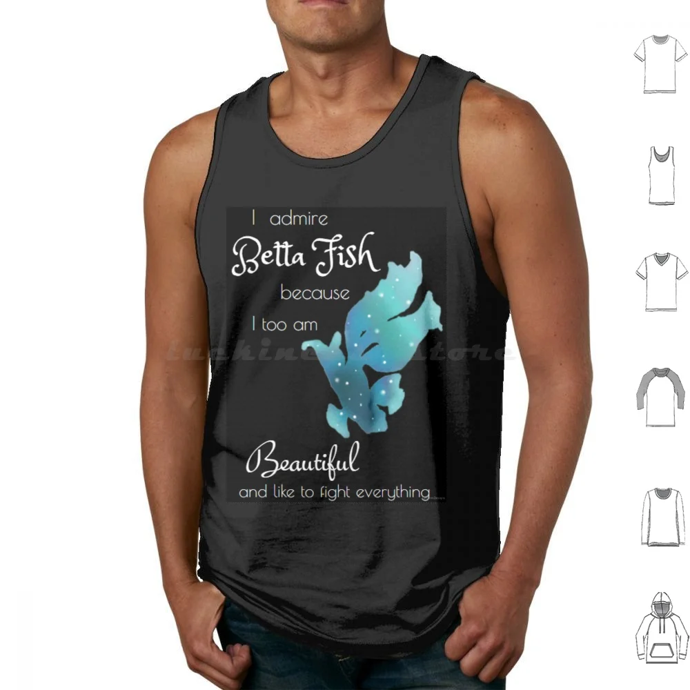 Betta Fish Design Tank Tops Vest Sleeveless Betta Fish Betta Fish Beta Blue Empowering Funny Beautiful Spave Galaxy