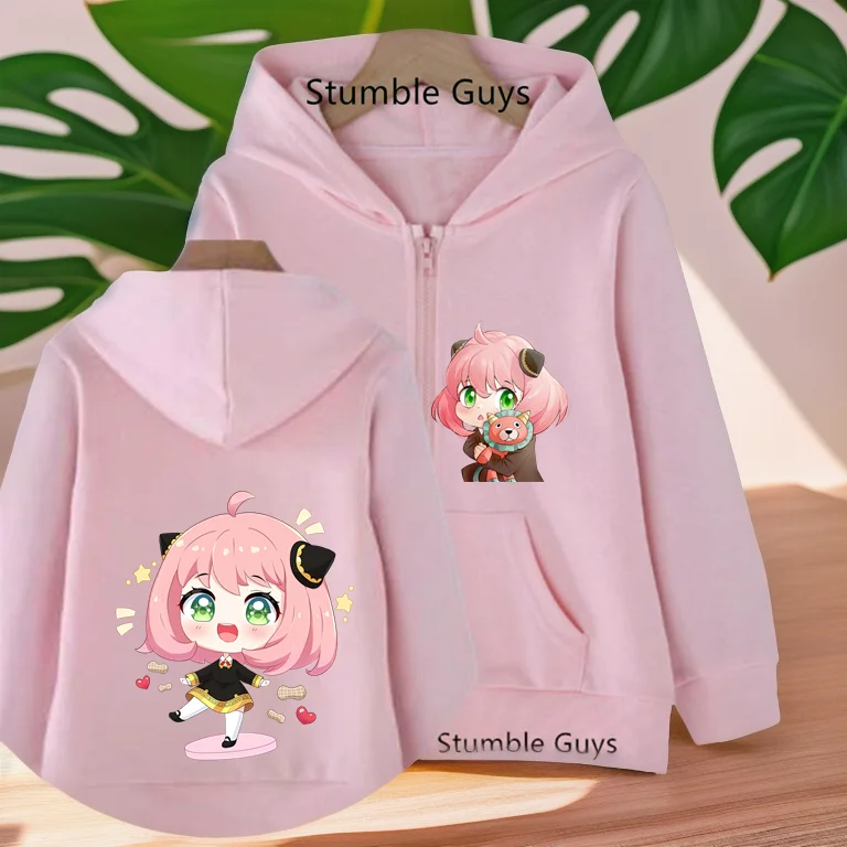 

Anime Spy X Family Kids zipper hoodie Cartoon print Autumn/Winter long-sleeved sweatshirt casual top boys girls Kawaii clothing
