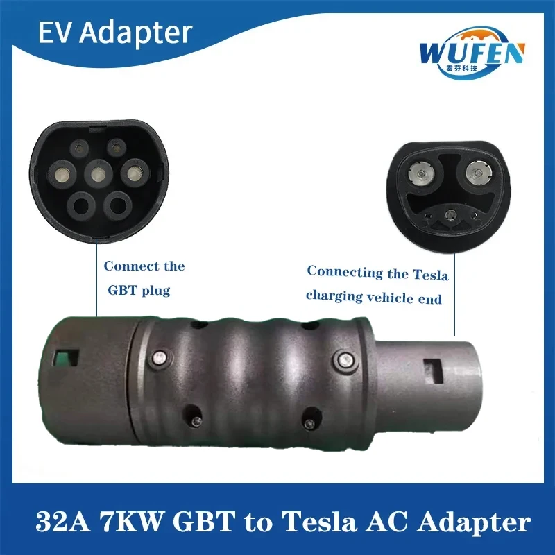 WUFEN MAX 7.2KW EV Adaptor GBT To Tesla Plug EV Adapter 32A 220V Electric Cars Vehicle Charger Charging Connector GBT To TESLA