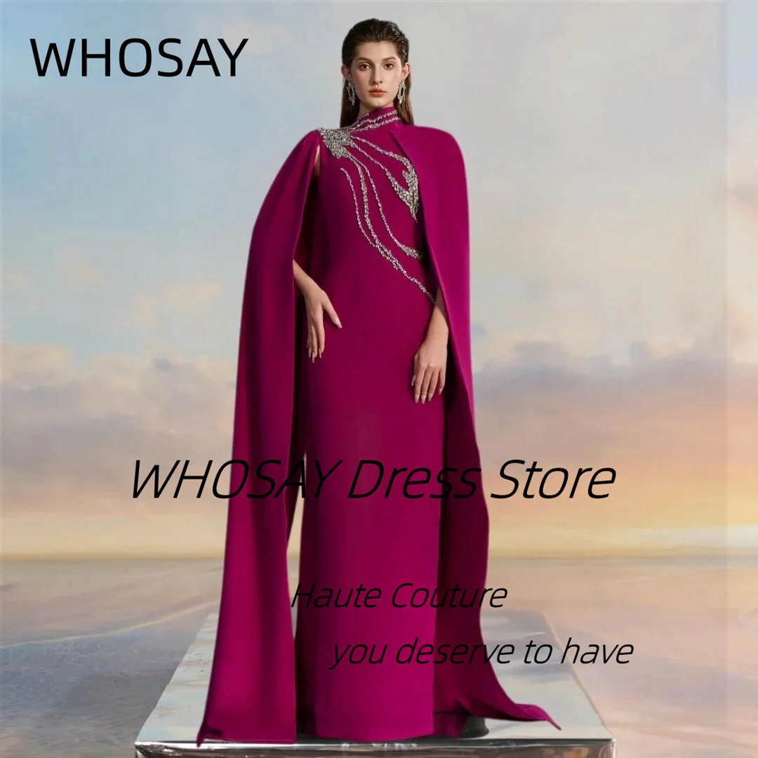 

WHOSAY Haute Couture Evening Dresses High Collar Beading Customized Special Occasion Dress Long Elegant Prom Party Gowns