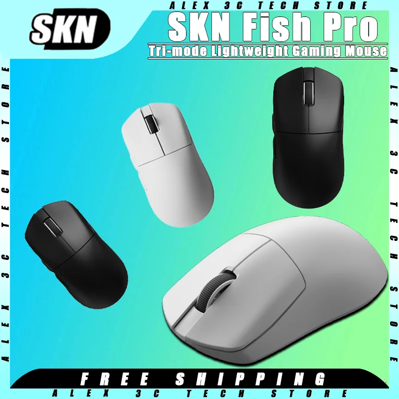 

SKN Fish Pro Gaming Mouse Tri-mode Bluetooth Wireless PAW3950 Sensor Lightweight Low Delay E-sports Mouse Pc Gamer Accessories