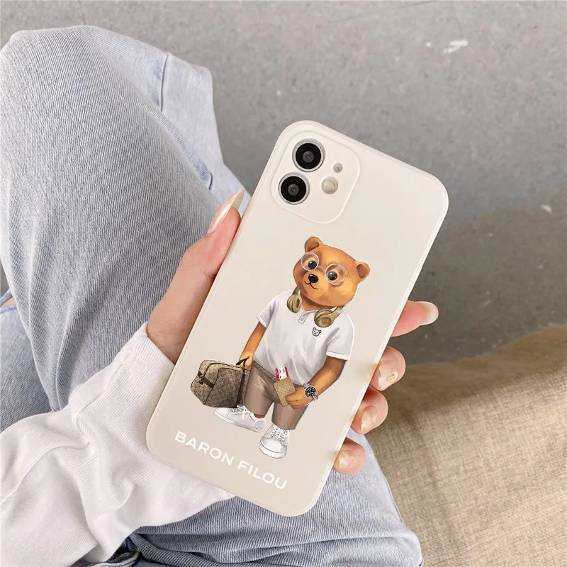 New Baron Filou Cartoon Bear Soft Case For Iphone 14 13 12 11 Pro Max Mini 7 8 Se Plus Xr X Xs Max Phone Cover Cute Fundas Capa