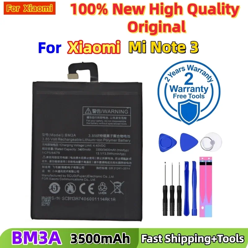 High Quality BM3A 3500mAh Lithium Battery  For Xiaomi Mi Note 3 Note3 Replace Phone Batteries Fast Shipping+Free Tools