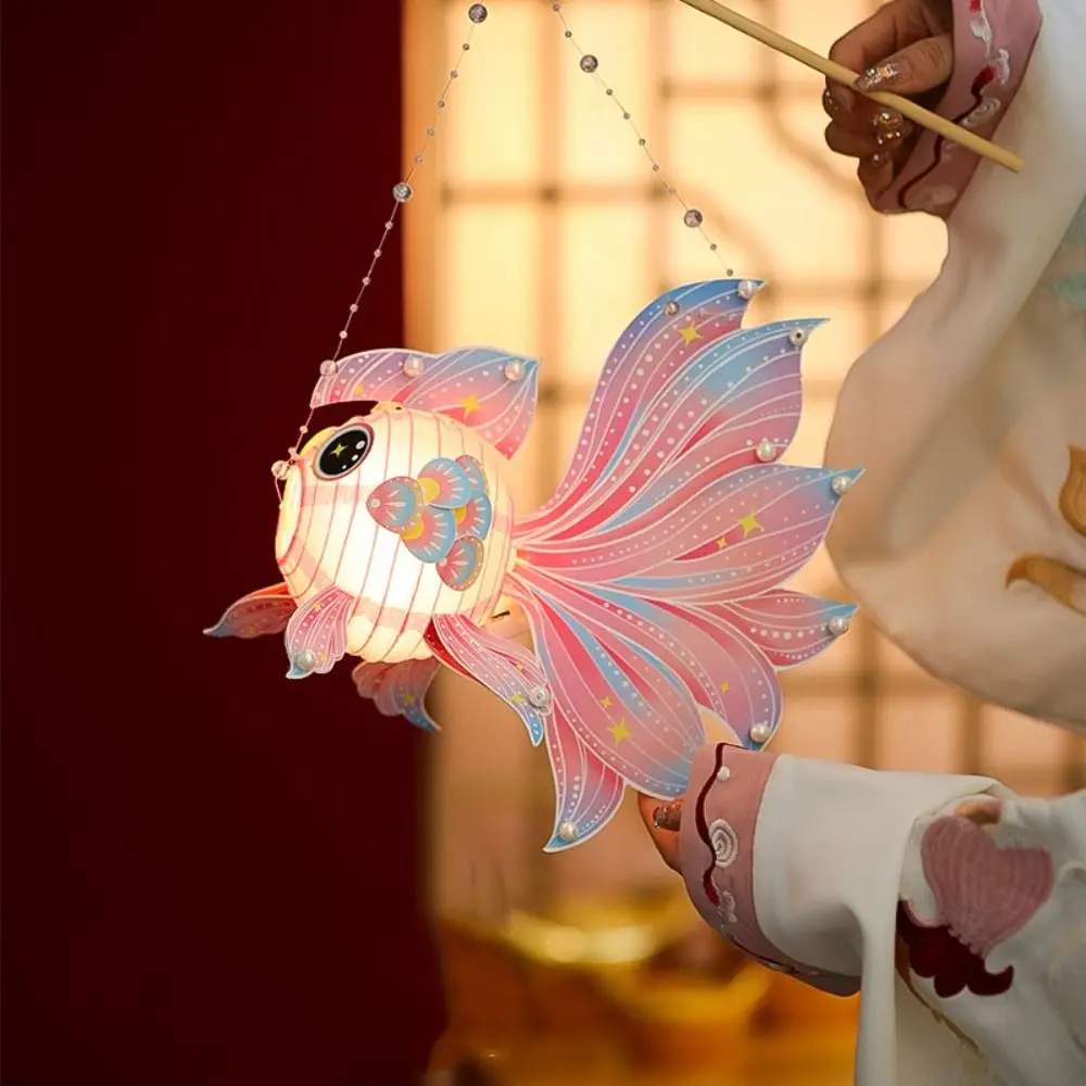 

Chinese Style Goldfish Lantern Glowing Handmade Mid-Autumn Festival Lantern Intangible Cultural Luminous