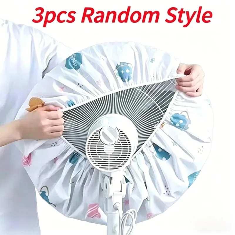3-Piece Fan Dust Cover Set, made of soft and breathable fabric, random color, protects household fans from dust when stored.