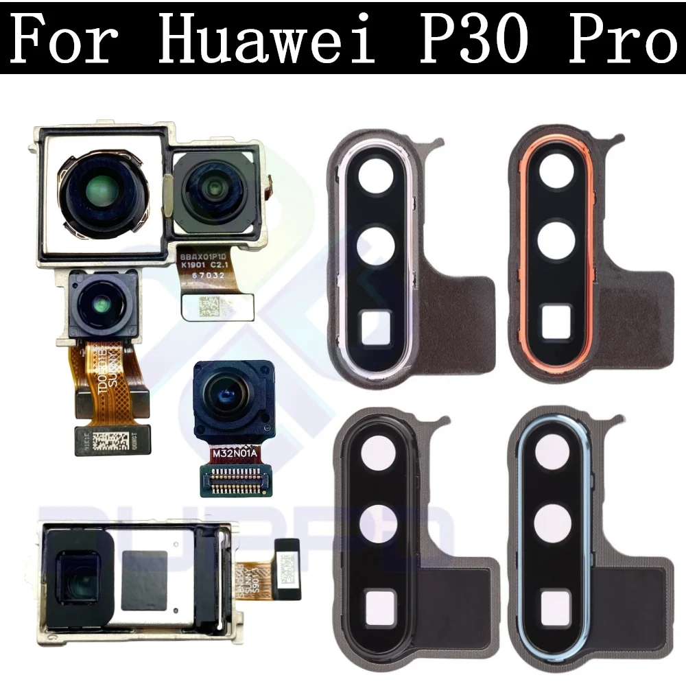 Original Front Rear Camera Module For Huawei P30 Pro P30Pro View Frontal Main Facing Back Camera Cover Frame With Glass Lens