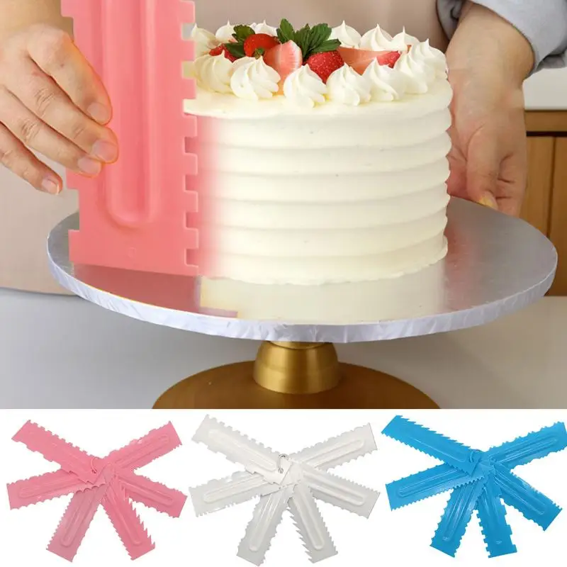 Cake Scraper Smoother With Side Patterned Edge Decorating Comb Scraper 6pcs Cake Smoothers Set For Mousse Cream Cake pasteries