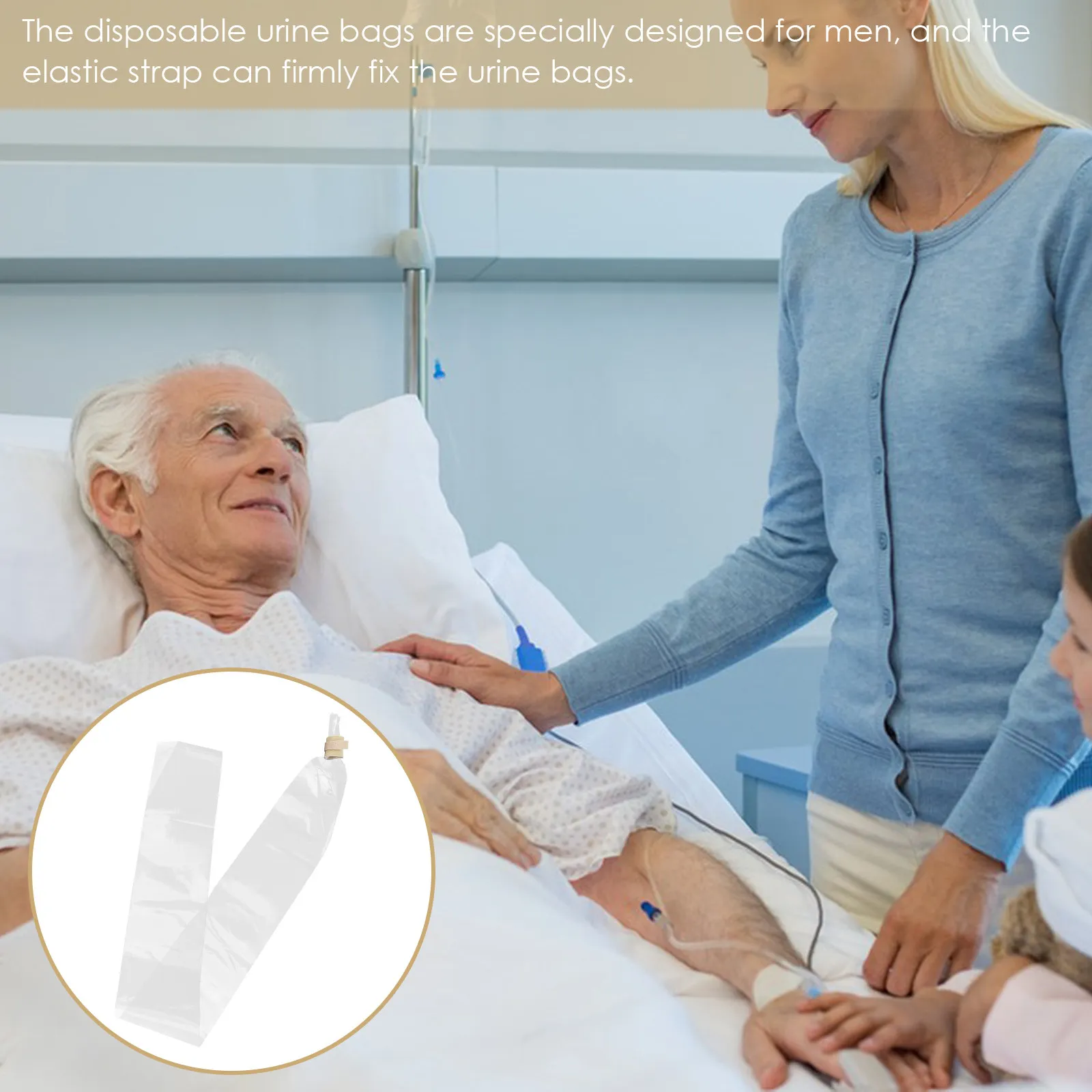 1Set Disposable Urinary for Male Bedridden Elders Large Capacity Collection Bag Comfortable Elastic Fix