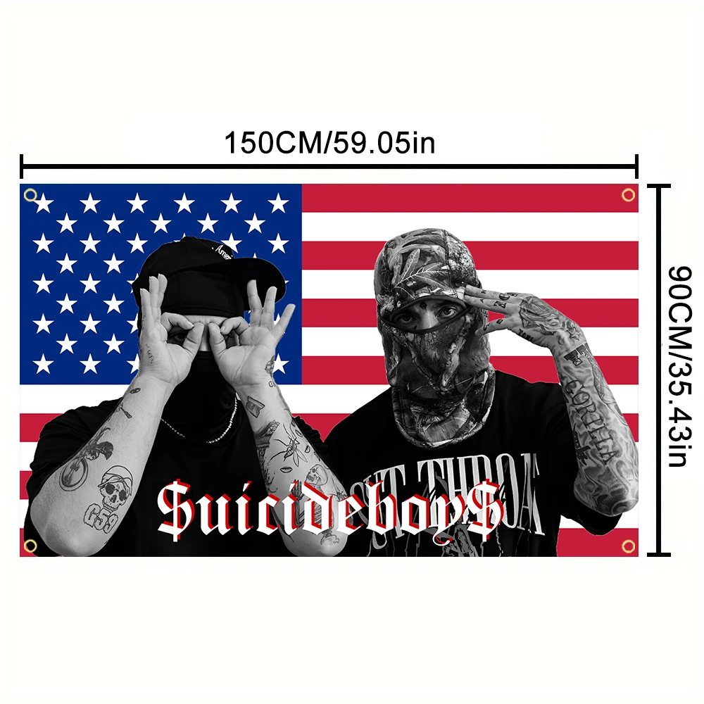 G59 Suicide Music America Hip Pop Flag Tapestry Decoration Funny Meme Flag Bedroom Living Room Outdoor Decoration - view 5