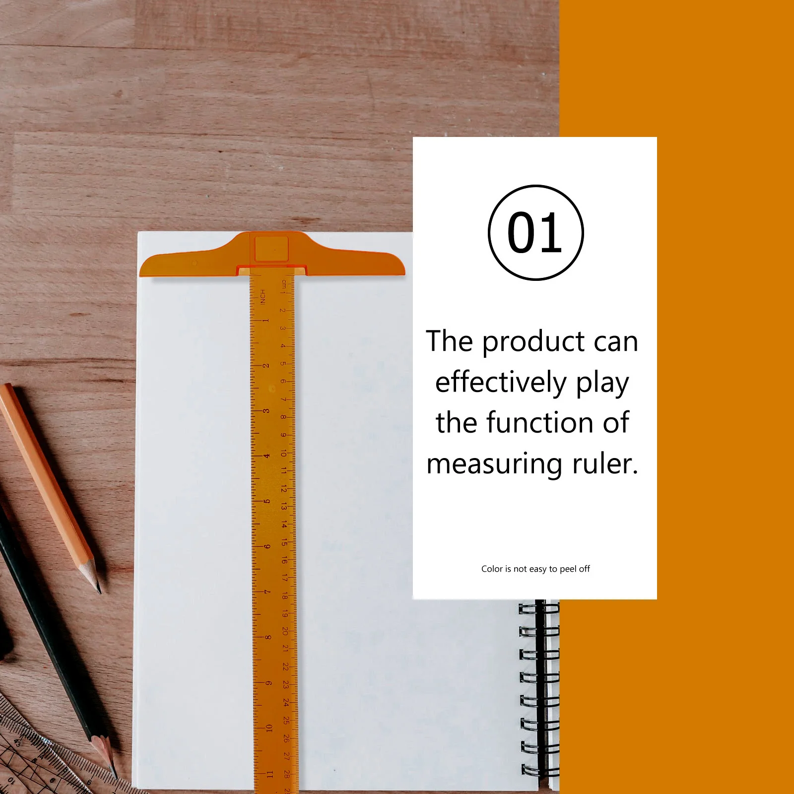 2Pcs T-Square Ruler Clear Plastic Academic T-Ruler with Dual Scales for Layout Design Measuring Tool for Students Drafting