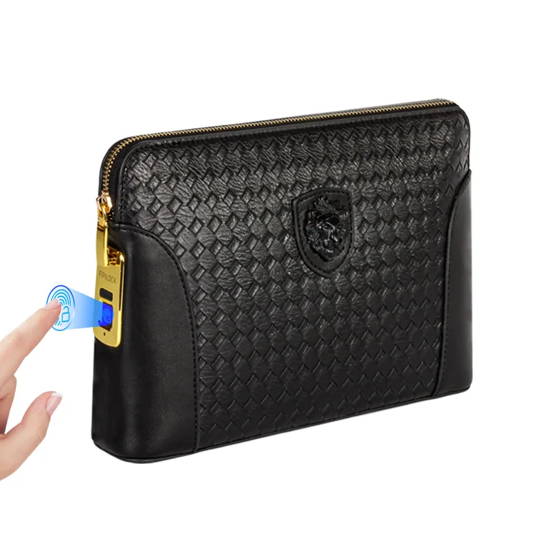 Clutch Bag for Men and Women with Smart Fingerprint Unlock Wrist Strap Handbag Underarm Bag Tote Bag Suitable for work, travel,