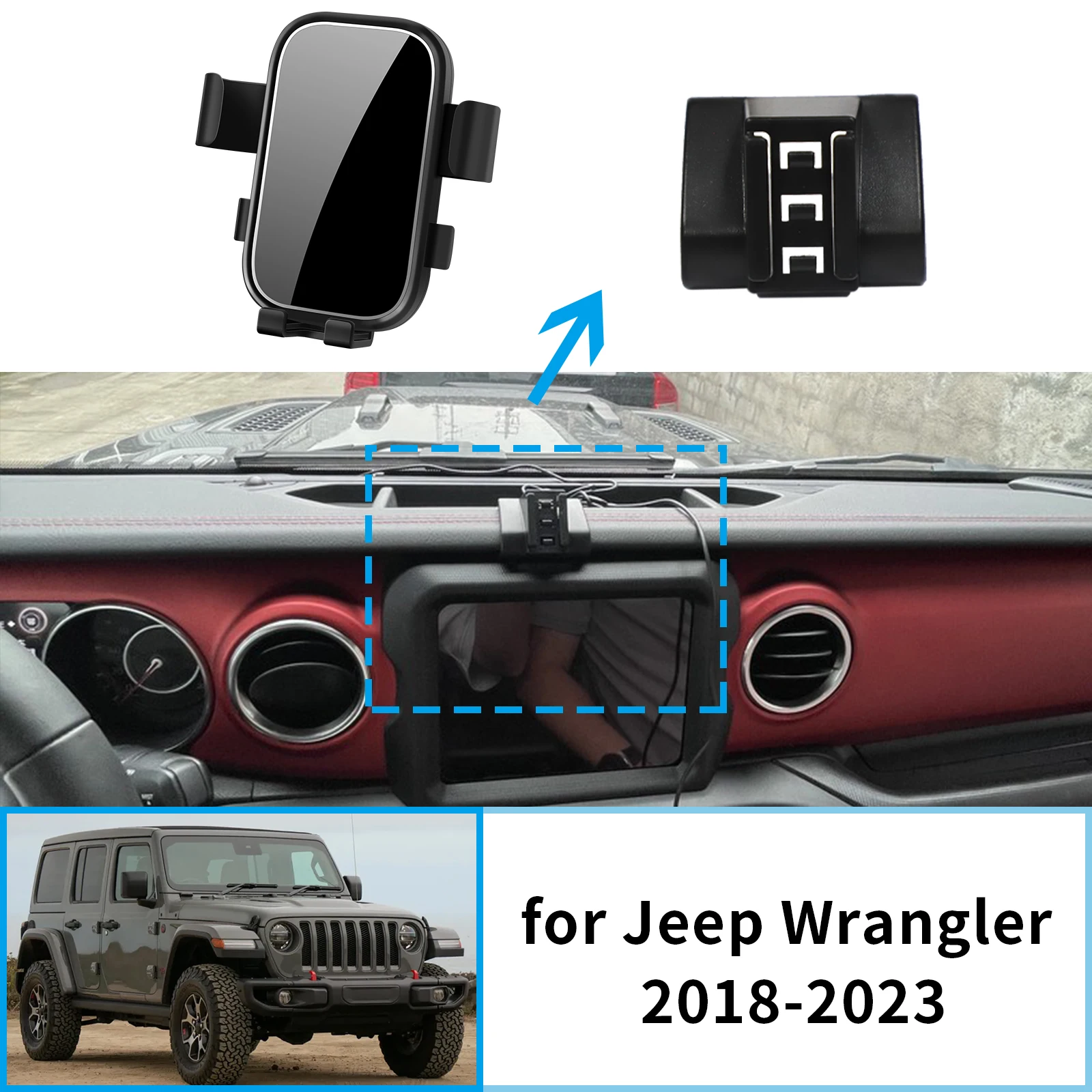 

Car Mobile Phone Holder for Jeep Wrangler 2018~2023 Navigation Stand Auto GPS Bracket Accessories