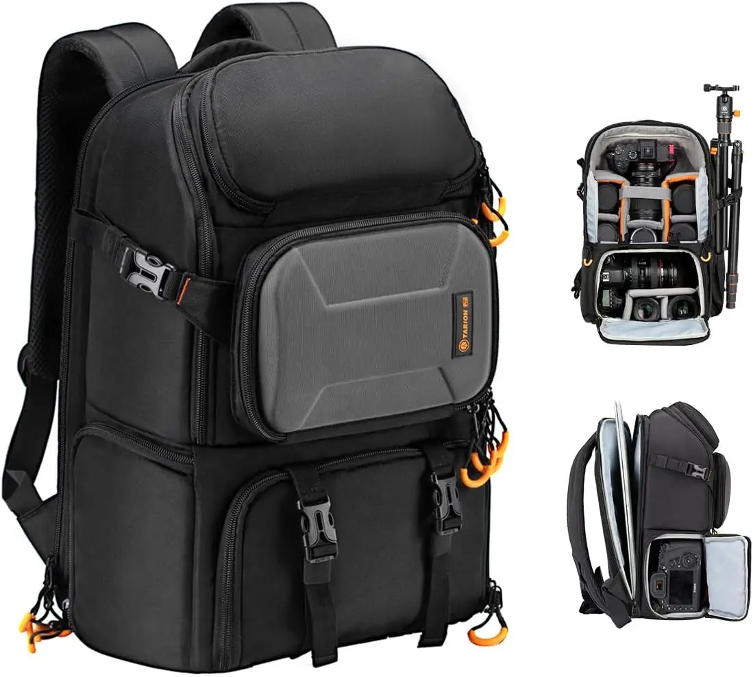 

Professional DSLR Camera Backpack with 15.6" Laptop Compartment, Tripod Holder, Waterproof Raincover for Outdoor Travel