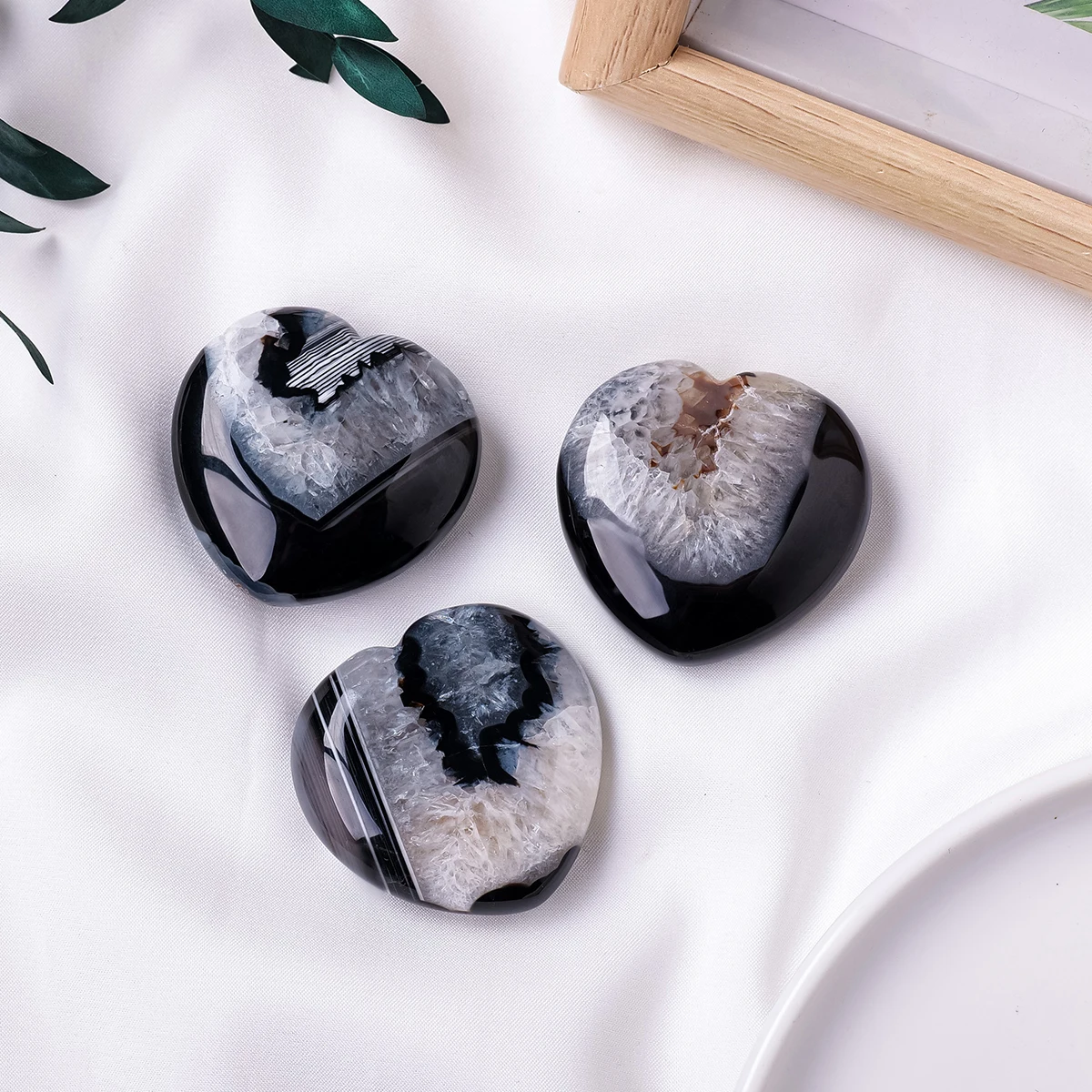 1 قطعة الكريستال الطبيعي العقيق الأسود كريستال الكهف الحب حجر النخيل كريستال الحجر الخام مصقول حجر النخيل كريستال الحرفية الديكور #6