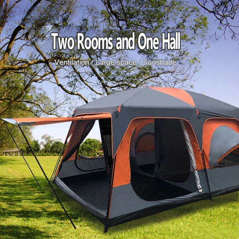 MOQI Outdoor 5 To 10 Person Two Bedrooms And One Bedroom Luxury Tent Waterproof Family Camping Tents Adjustable Feet