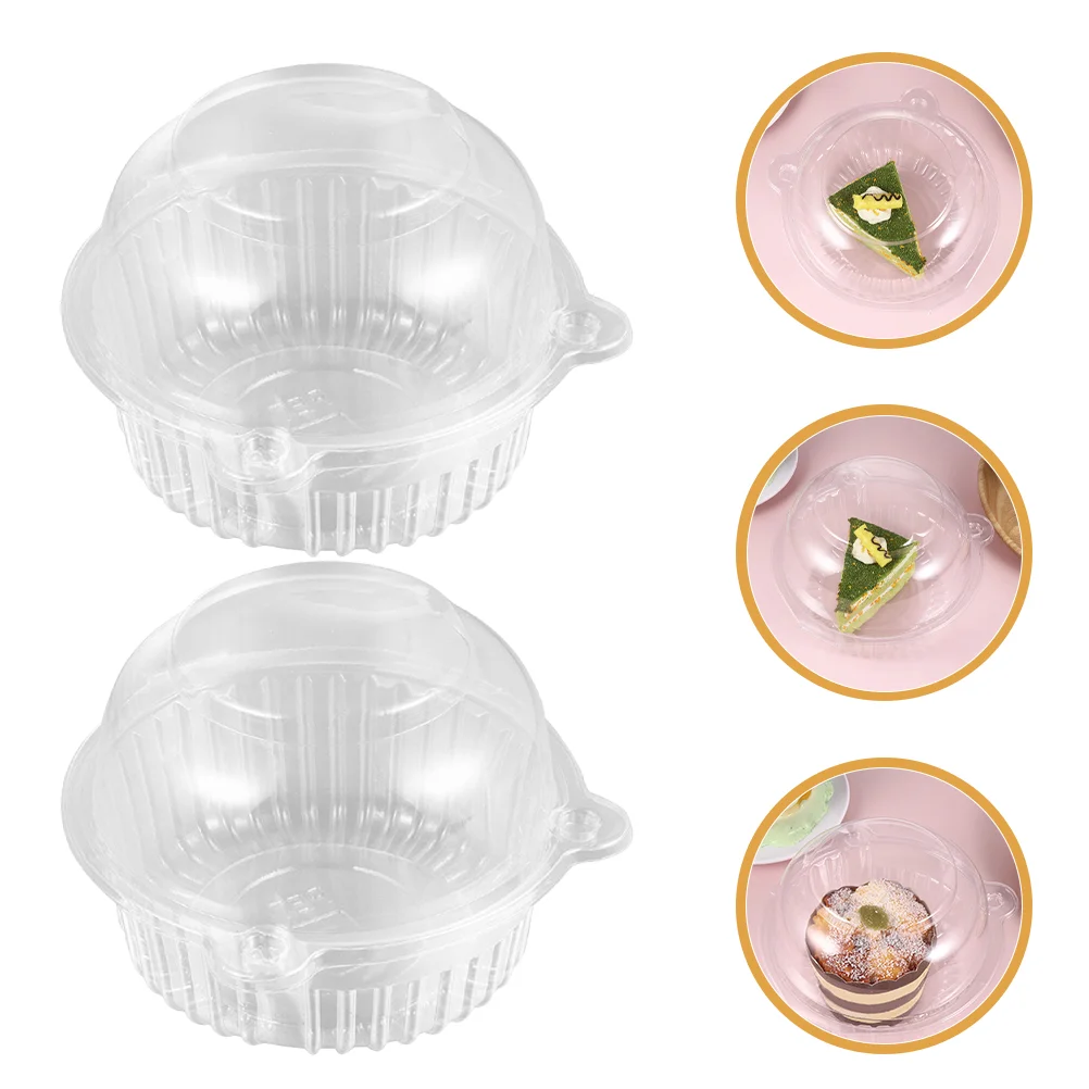 100 Pcs Transparent Cake Box Party Cupcake Boxes Donut Packing Containers Multi-function Bakery Case The Pet Treat Clear Mousse