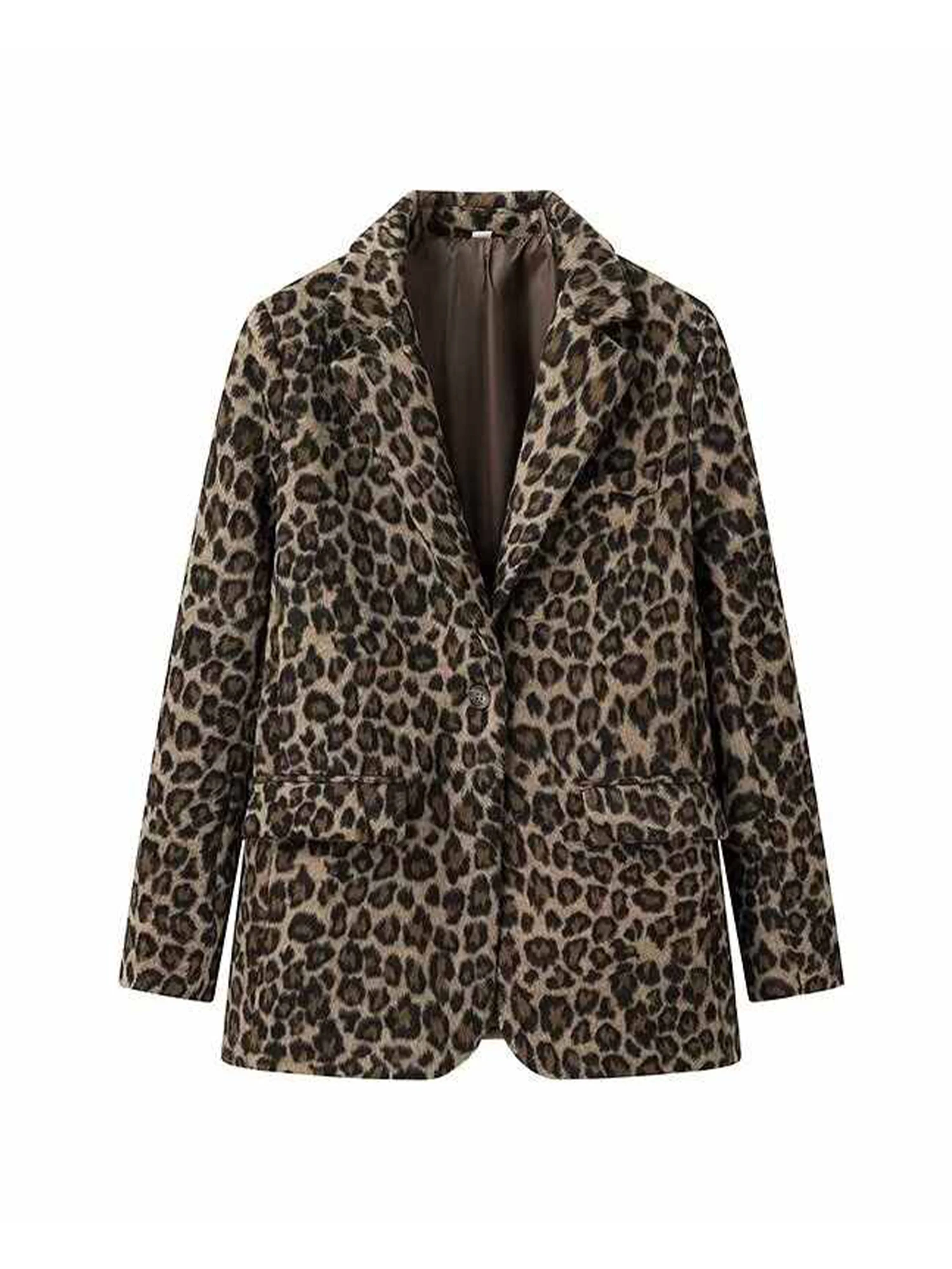 

Women's Leopard Blazer Jacket Single Breasted Suit Coat Y2k Harajuku Vintage 2000s Long Sleeve Casual Outerwear Clothes Autumn