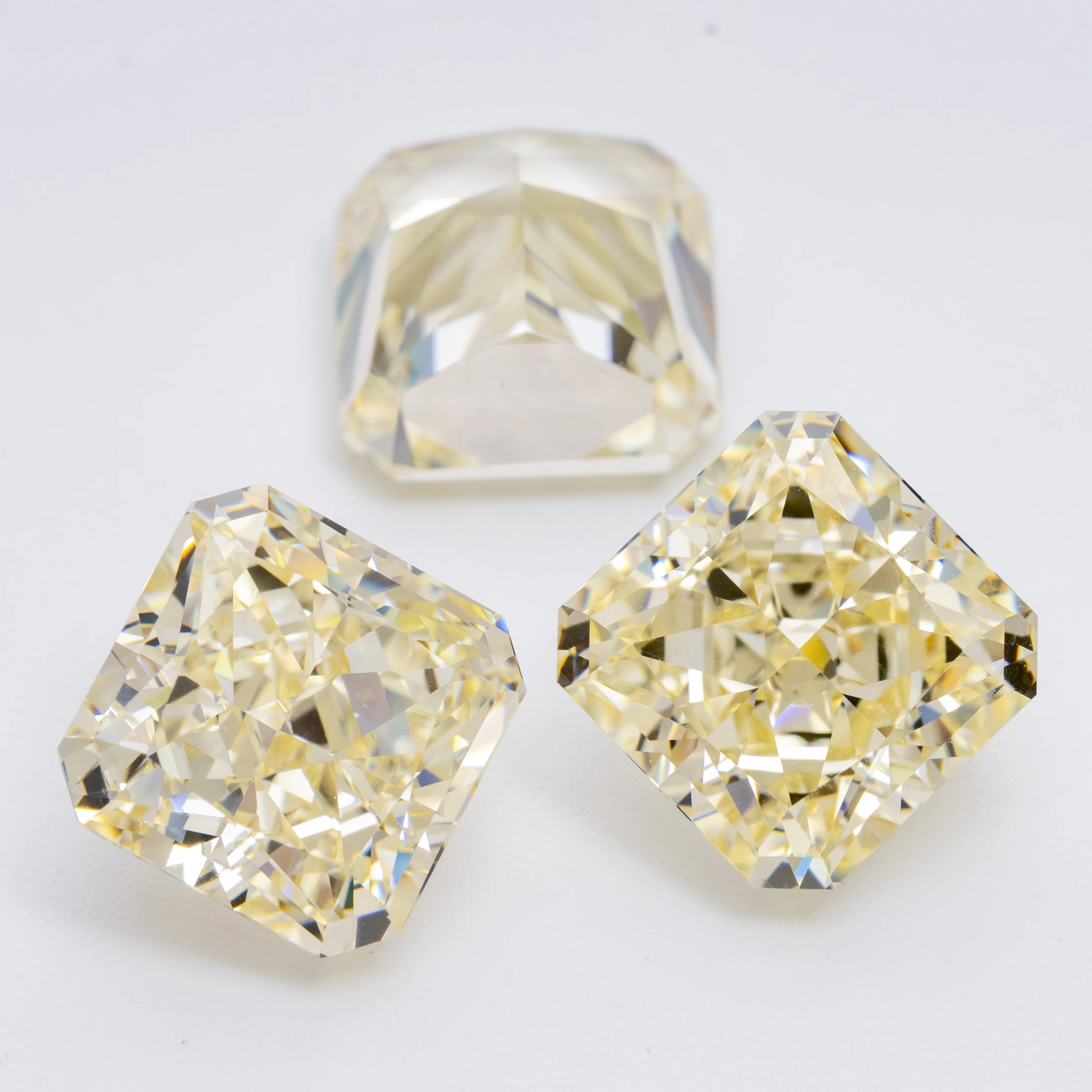 HanYu Radiant Cut Cubic Zirconia Light Fancy Yellow Crushed Ice Cut Zircon Stone Square Octagon 5A High Carbon Diamond CZ Gems