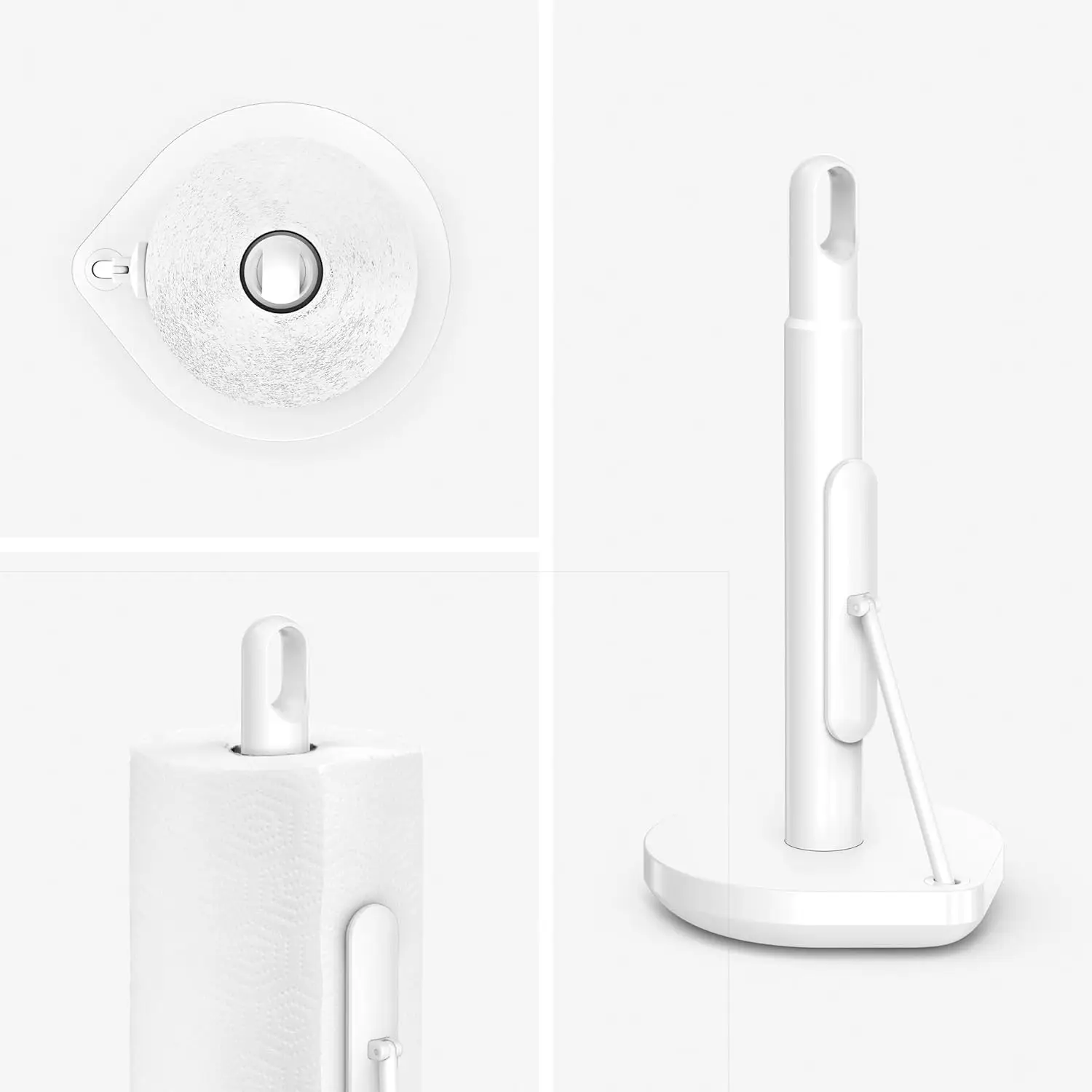 حامل المناشف الورقية شديد التحمل من الفولاذ المقاوم للصدأ مع ذراع شد لسهولة التمزق بيد واحدة، سطح المطبخ