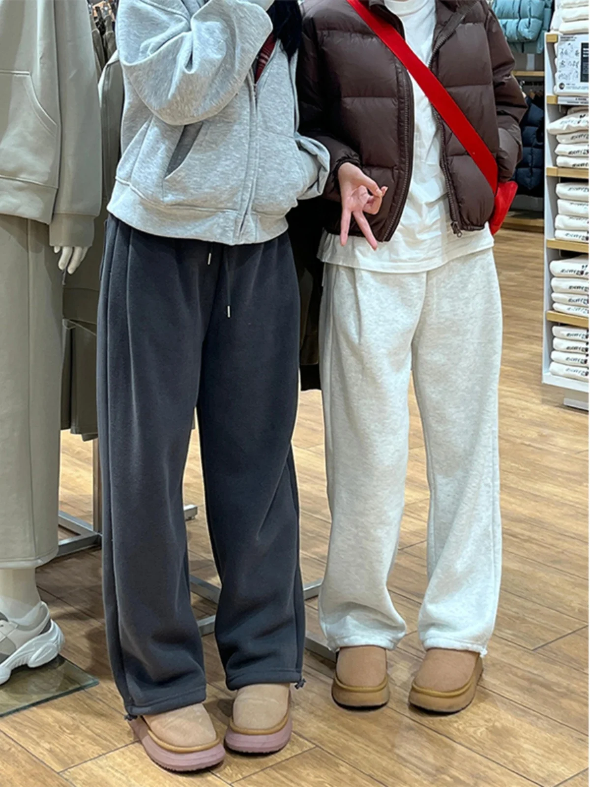 

Мужские брюки Cleanfit в американском ретро-стиле с флисовой подкладкой, широкие, осенне-зимние, струящиеся, повседневные, прямого кроя, джинсы