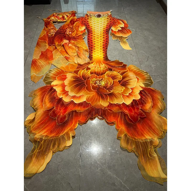 Guofeng Fish Tail Datang Peony Fish Tail Mermaid Tail Aquarium Mermaid Performance Uniform