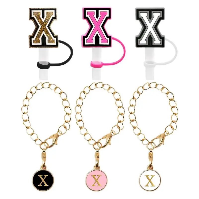 Straw Topper Protector Lid Tumbler Cup Handle Chain Pendant Firm Fit Dustproof Straw Cover For Dormitory School Home Travel And