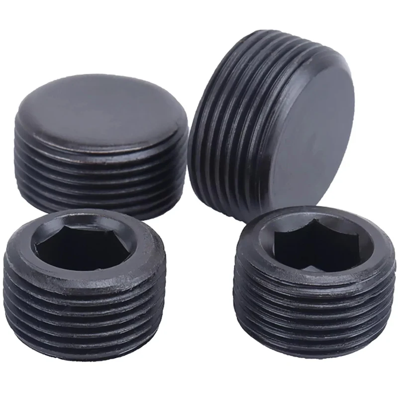 

M10~M33 Black 12.9 Steel Carbon Steel Hexagon Socket Pipe Plugs HexSocket End Cap Hexagon Plug Oil Hydraulic Pipe Fitting DIN906