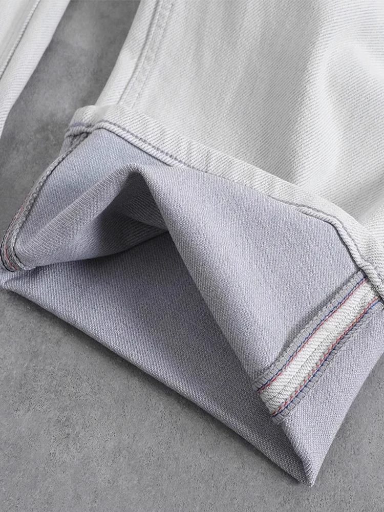 Dżinsy damskie z wysokim stanem, proste nogawki, białe, szerokie spodnie, wyszczuplające, codzienne, zapinane na zamek, denim.