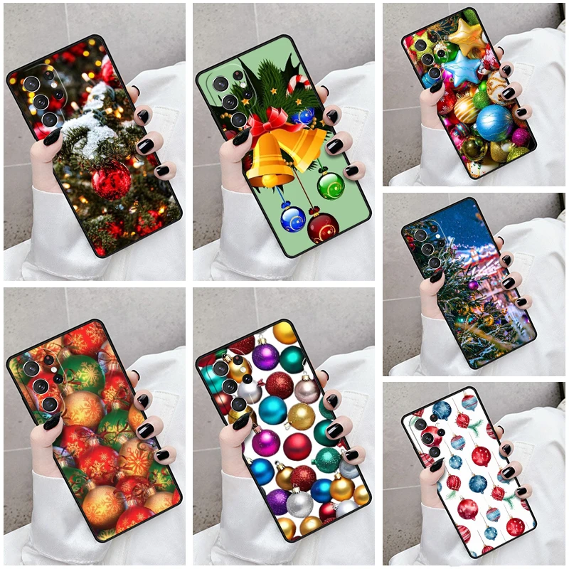 

Phone Case For Samsung Galaxy S24 S25 S23 S21fe S22 Ultra Plus Note 10 20 Cover Christmas Baubles