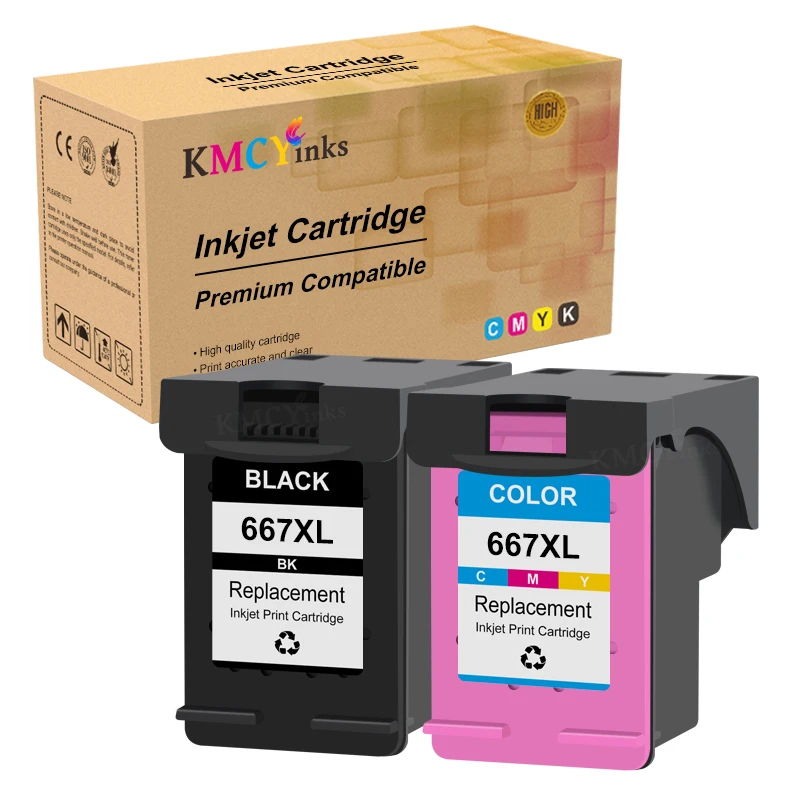 KMCYinks 667XL Ink Cartridge Compatible For HP 667 For HP667 Deskjet Plus Ink Advantage 6075 6475 6476 1275 2374 2375 2376 2775