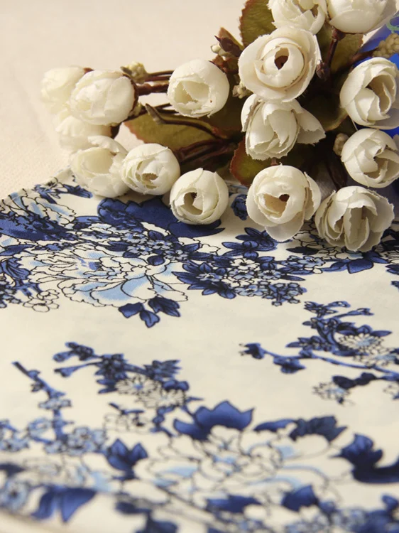 Ultramiękkie bawełniane chusteczki damskie z motywem piwonii, niebiesko-biała porcelana, szalik przeciwsłoneczny, kwadratowe apaszki.