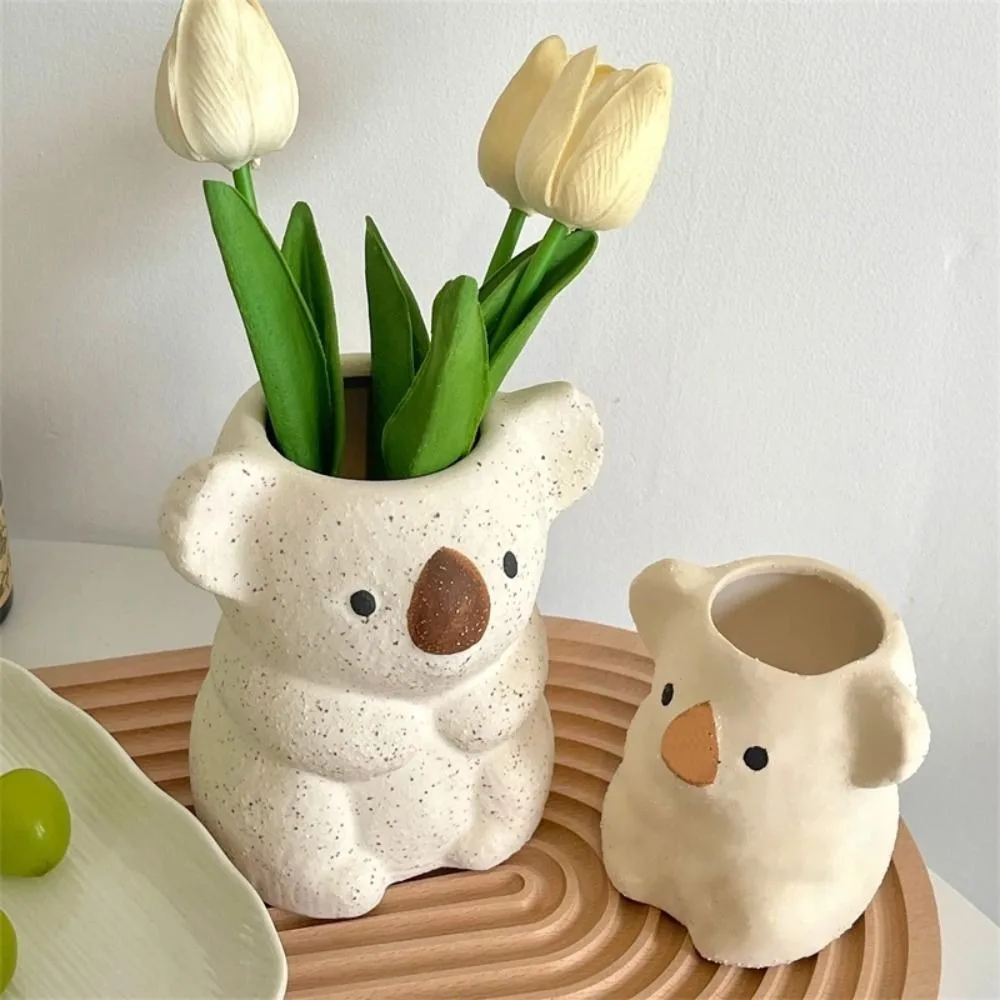 Cartoon Koala Flower Vases Resin Flower Plant Pots Bonsai for Indoor Succulent Plant Potted Desktop Ornament Home Decoration