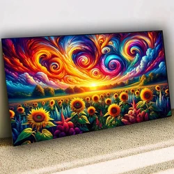 Rainbow Sky and Sunflower Fields 5D Diy Diamond Painting New 2024 Jewelry Cross Stitch Full Diamond Mosaic Landscape SIN3589
